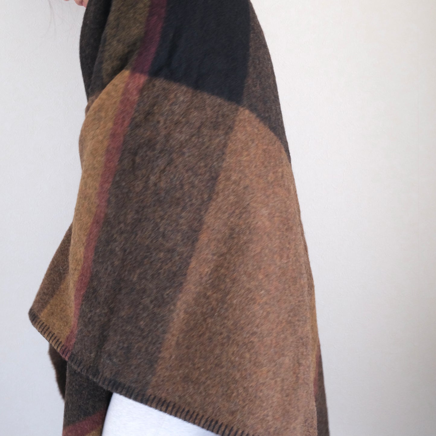 ［loomer /ルーマー］Shetland Wool Big Check Blanket Poncho  代替テキストを編集