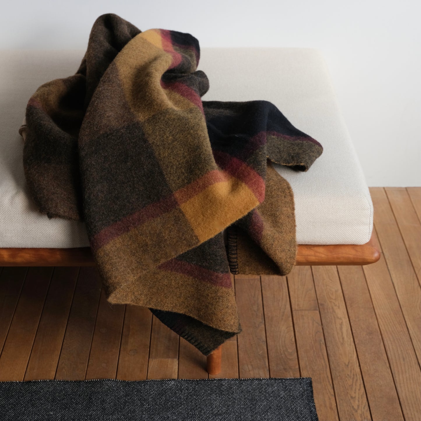 ［loomer /ルーマー］Shetland Wool Big Check Blanket Poncho