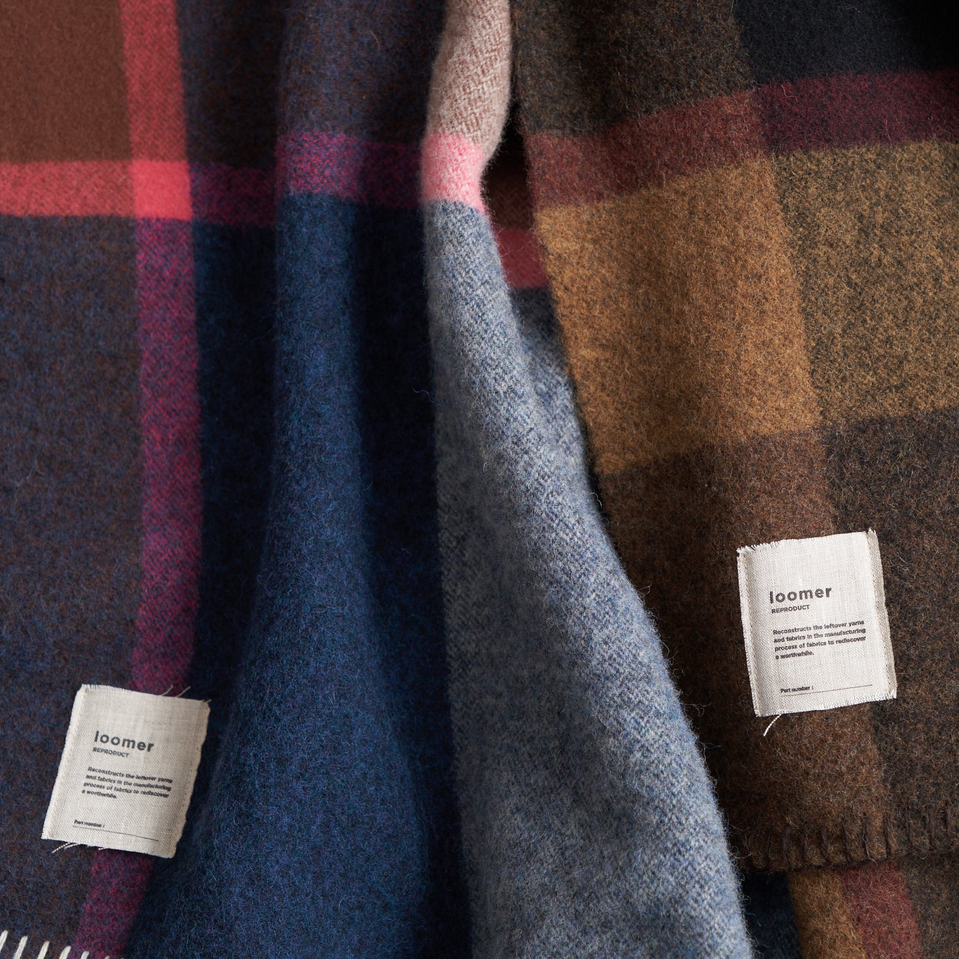 ［loomer /ルーマー］Shetland Wool Big Check  Blanket Poncho